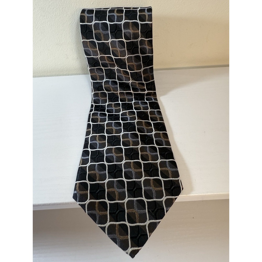 Paul Dione Geometric 100% Silk Mens Neck Tie